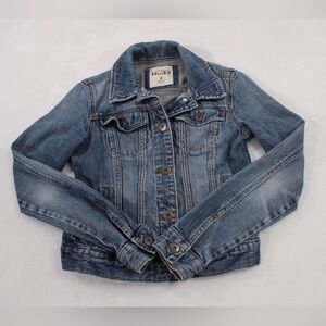 Mudd Blue Jean Jacket with Cropped Length and Distressed Look